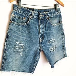 Vintage Levi’s 505 distressed jean shorts